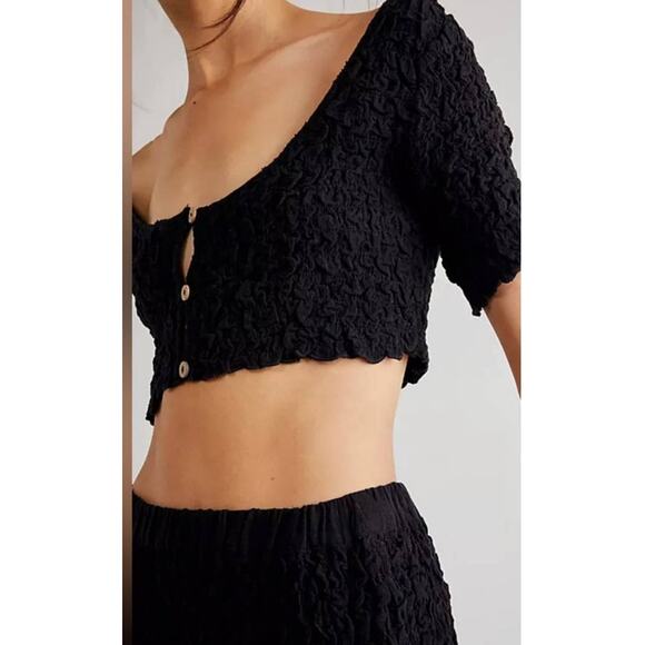 New Free People Double The Fun Maxi Skirt Button Cardi Set $128 X-SMALL Black - Picture 2 of 7